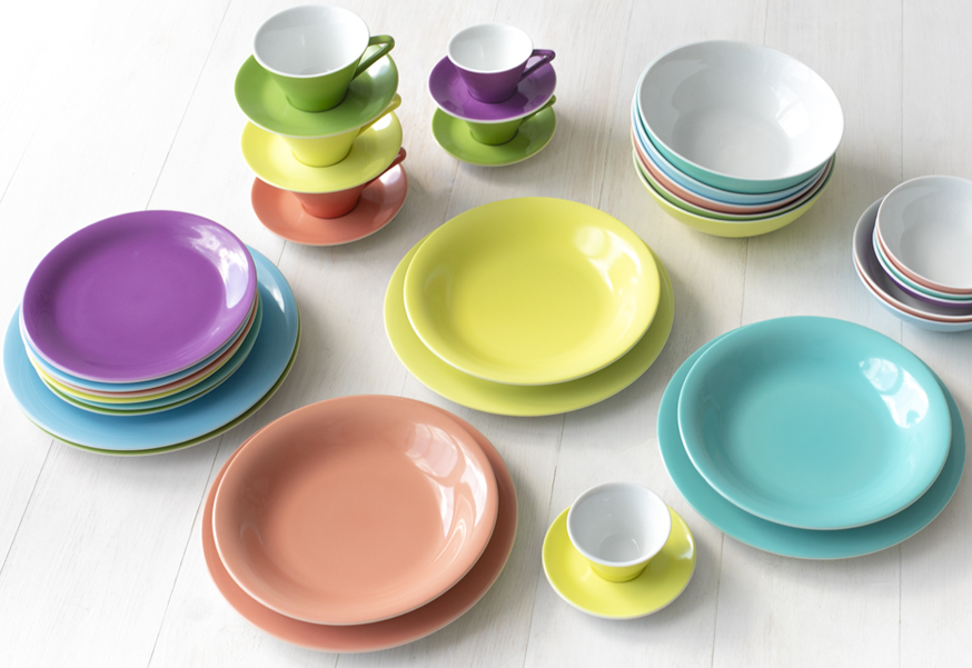 Stacked colorful plates